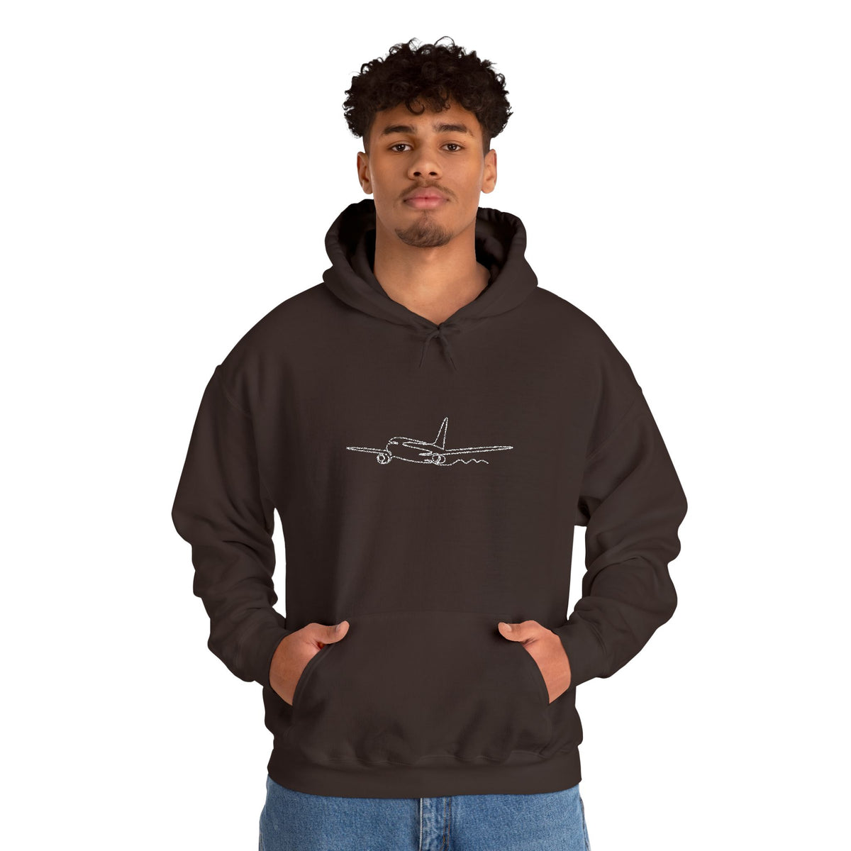 Airplane Silhouette Embroidered Hoodie — Minimal Flight Crew & Aviation Gift