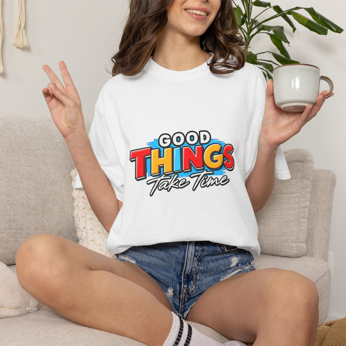 T-Shirt — "Good Things Take Time" Retro Graphic Tee
