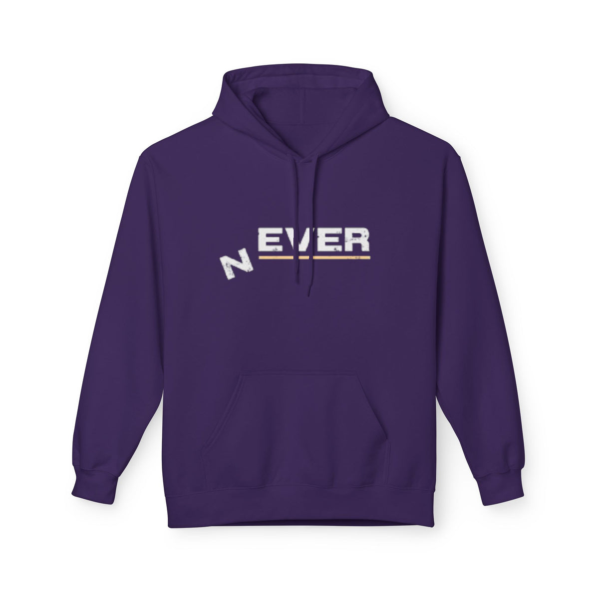 Never Typography Hoodie — Brown Casual Graphic Pullover
