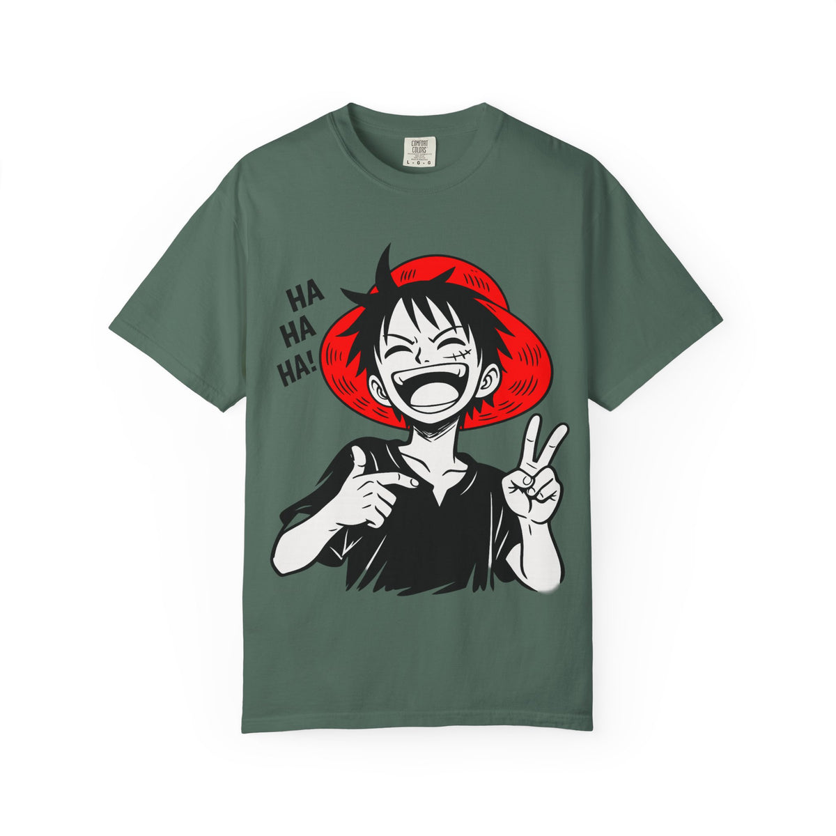 Anime Luffy Laughing Graphic T-shirt - Monkey D. Luffy Peace Sign Tee