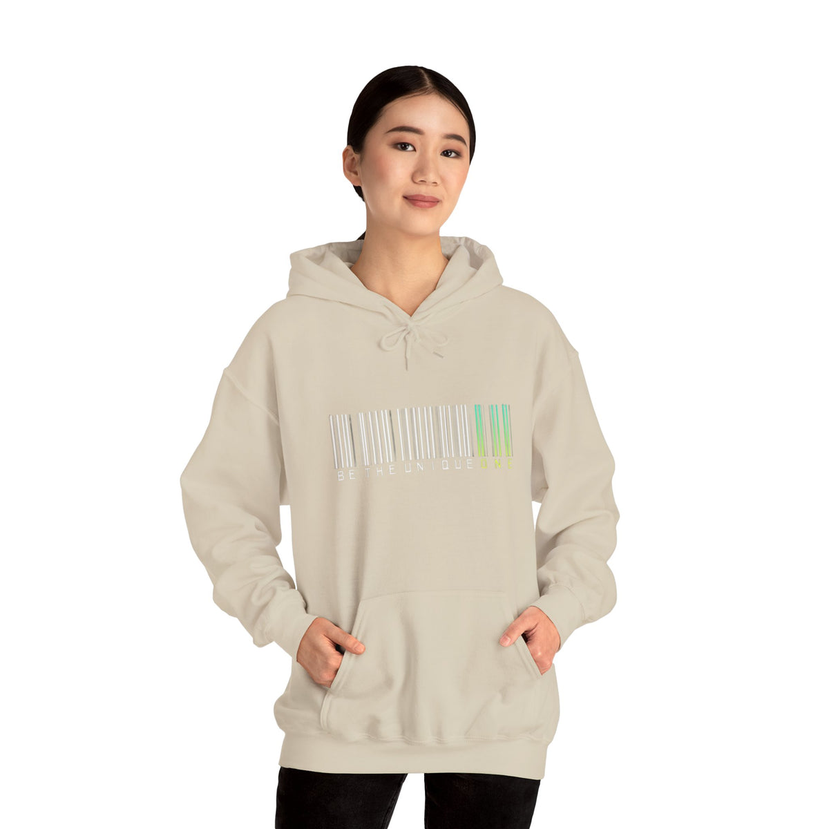Unique One Barcode Hoodie — "Be the Unique One" Graphic Pullover