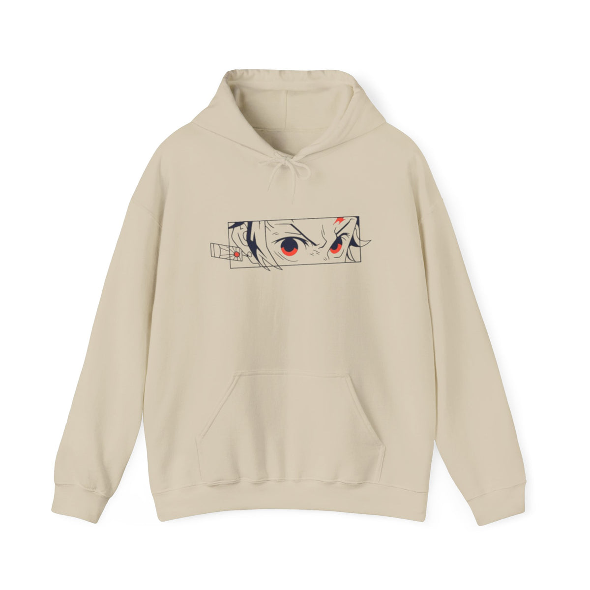 Anime Eyes Hoodie — Minimal Red & Black Manga Gaze Sweatshirt