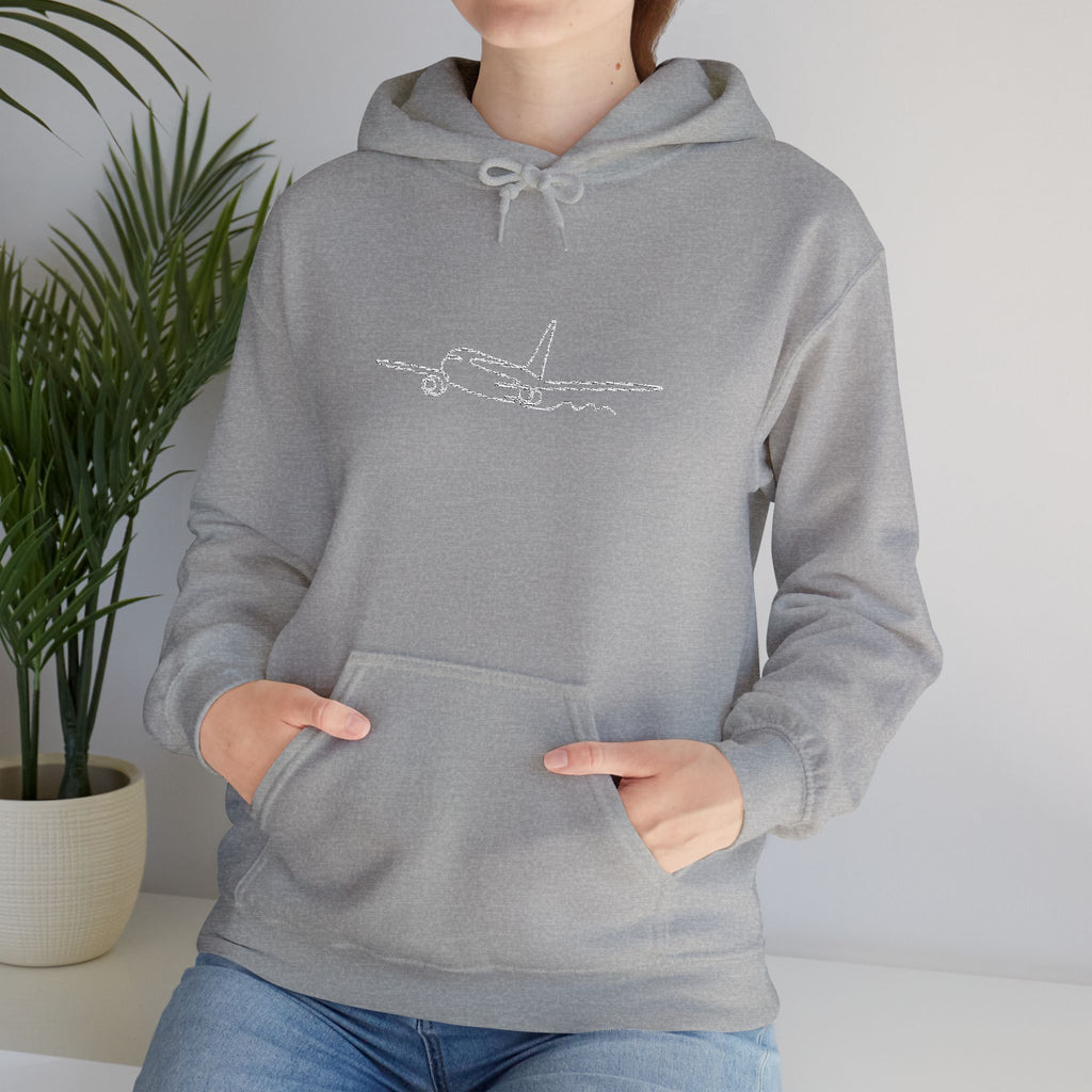 Airplane Silhouette Embroidered Hoodie — Minimal Flight Crew & Aviation Gift