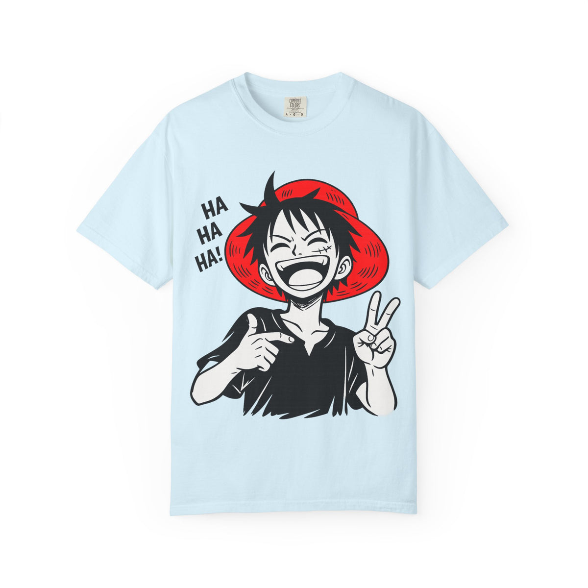 Anime Luffy Laughing Graphic T-shirt - Monkey D. Luffy Peace Sign Tee