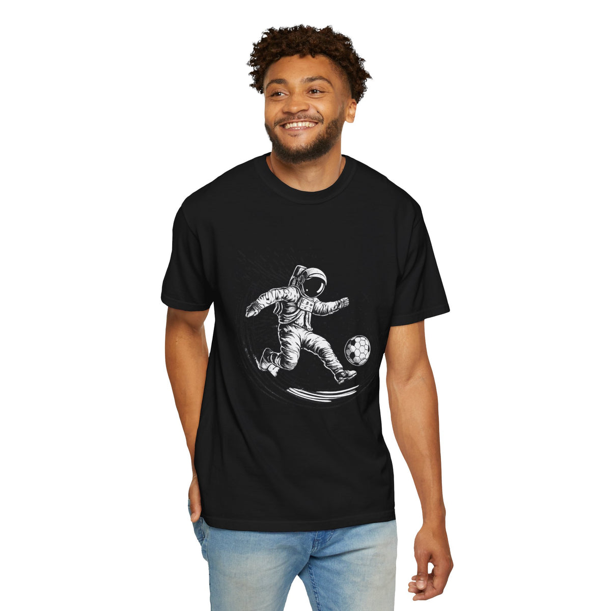 Astronaut Soccer T-Shirt — Space Football Graphic Tee