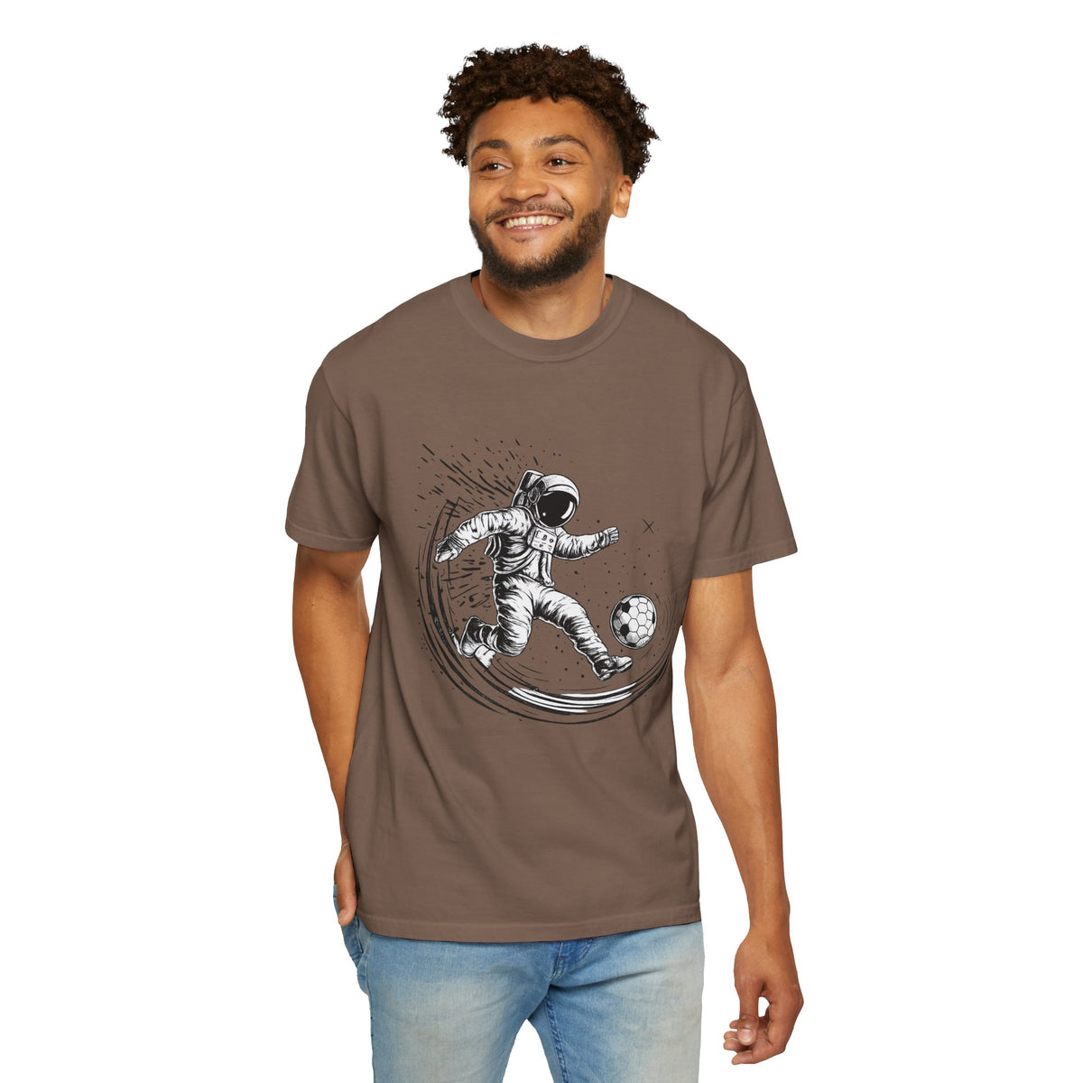Astronaut Soccer T-Shirt — Space Football Graphic Tee
