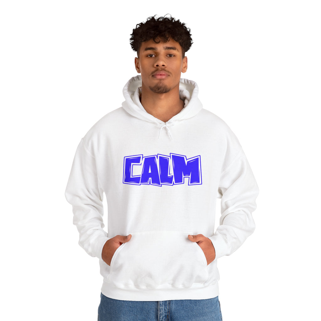 Calm Graphic Hoodie — Bold Blue Streetwear Pullover