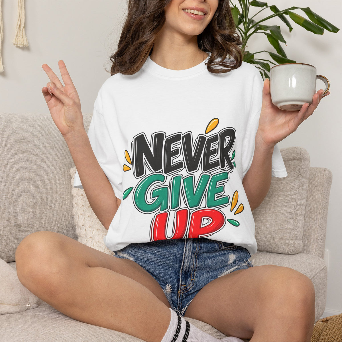 Never Give Up T-Shirt — Motivational Graphic Tee