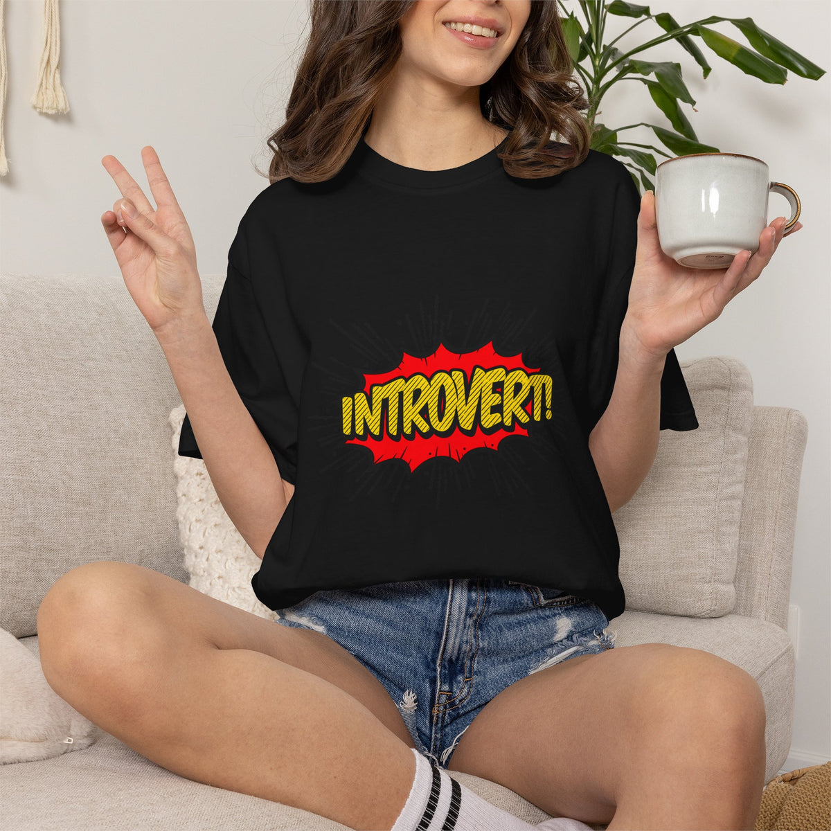 Introvert Comic Pop T-Shirt — Graphic "INTROVERT!" Tee