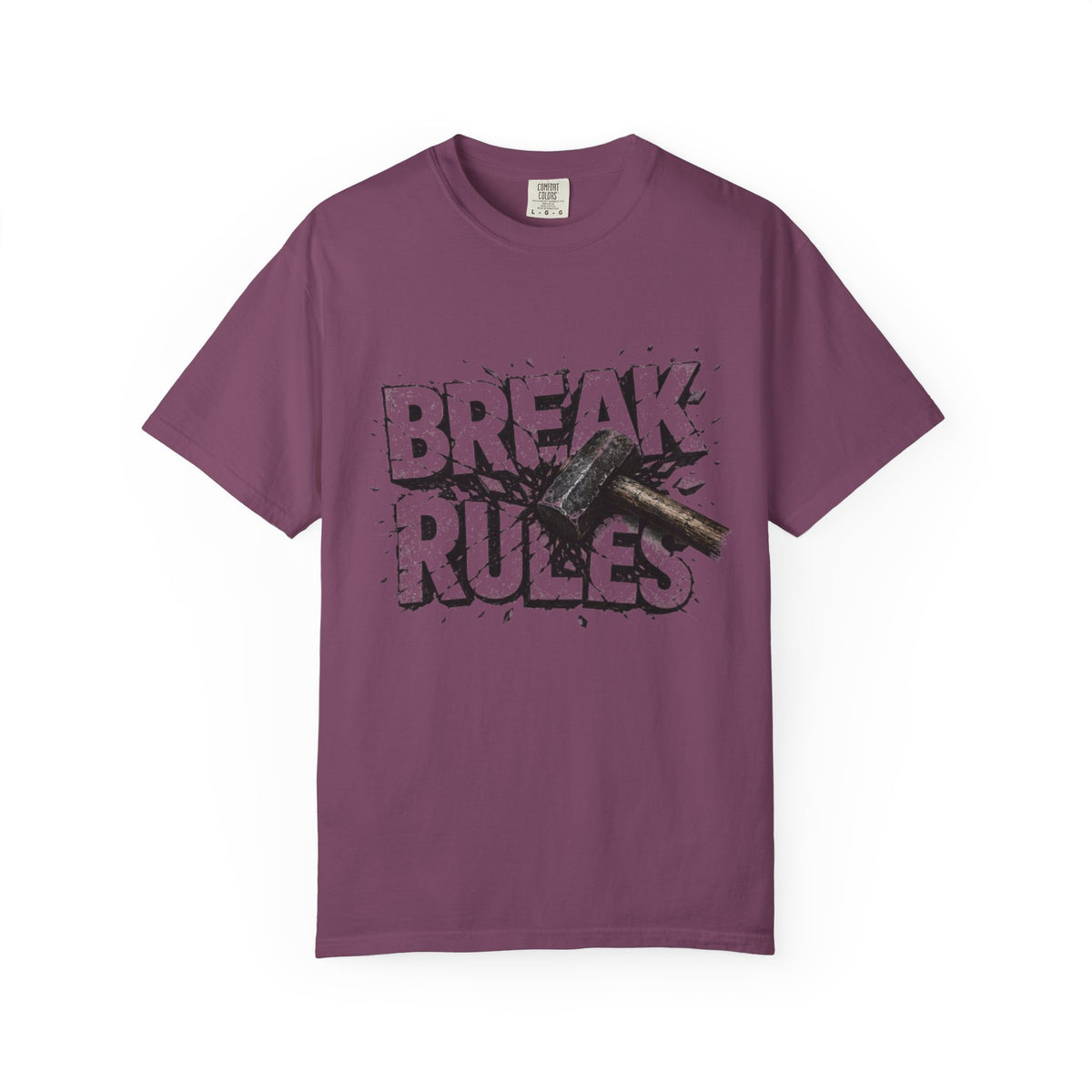 Break Rules T-Shirt — Graphic 'Break Rules' Design with Hammer