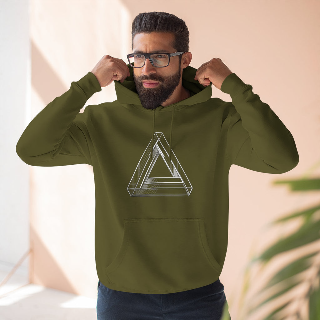 Minimal Geometric Triangle Hoodie — Three-Panel Illusion Design