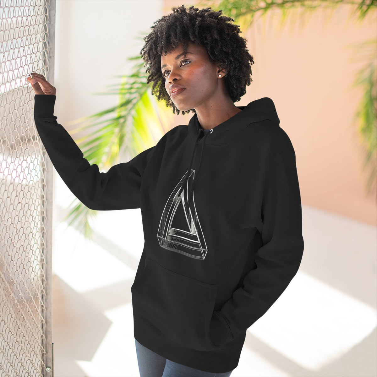 Minimal Geometric Triangle Hoodie — Three-Panel Illusion Design
