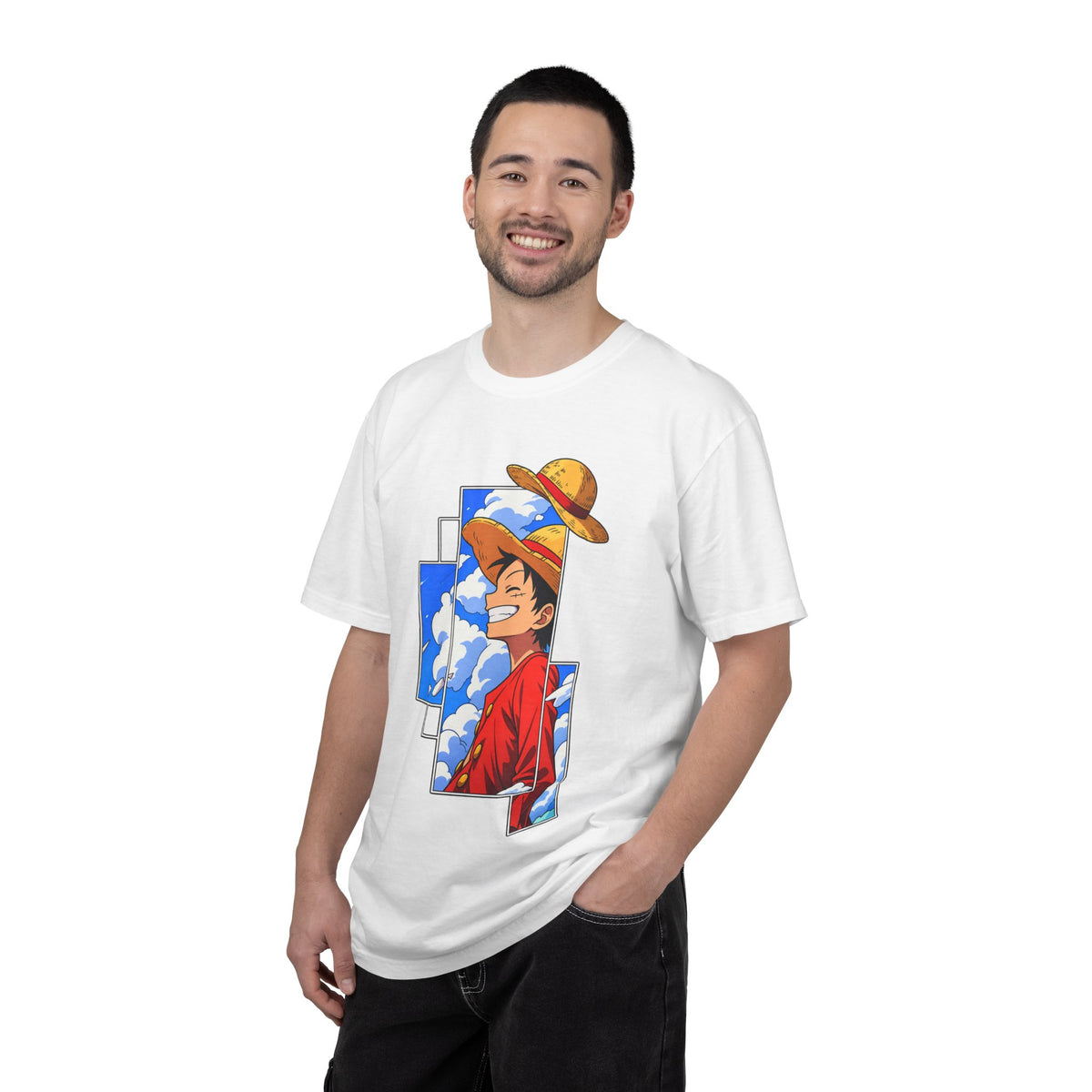 Anime Straw Hat Crew T-Shirt — Luffy Smiling Sky Graphic Tee