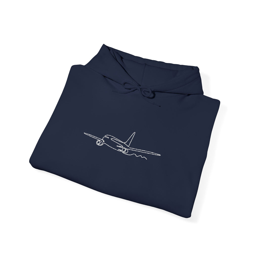 Airplane Silhouette Embroidered Hoodie — Minimal Flight Crew & Aviation Gift