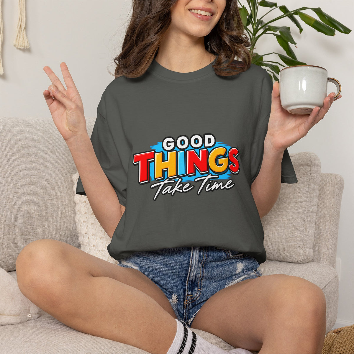 T-Shirt — "Good Things Take Time" Retro Graphic Tee