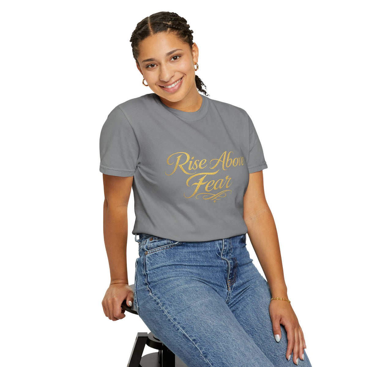 Rise Above Fear T-Shirt — Inspirational Script Graphic Tee