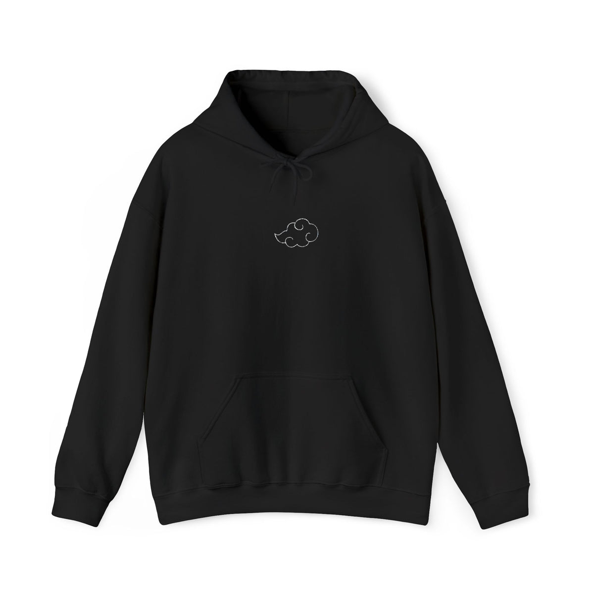 Minimal Cloud Outline Hoodie — Small White Cloud Graphic Embroidered