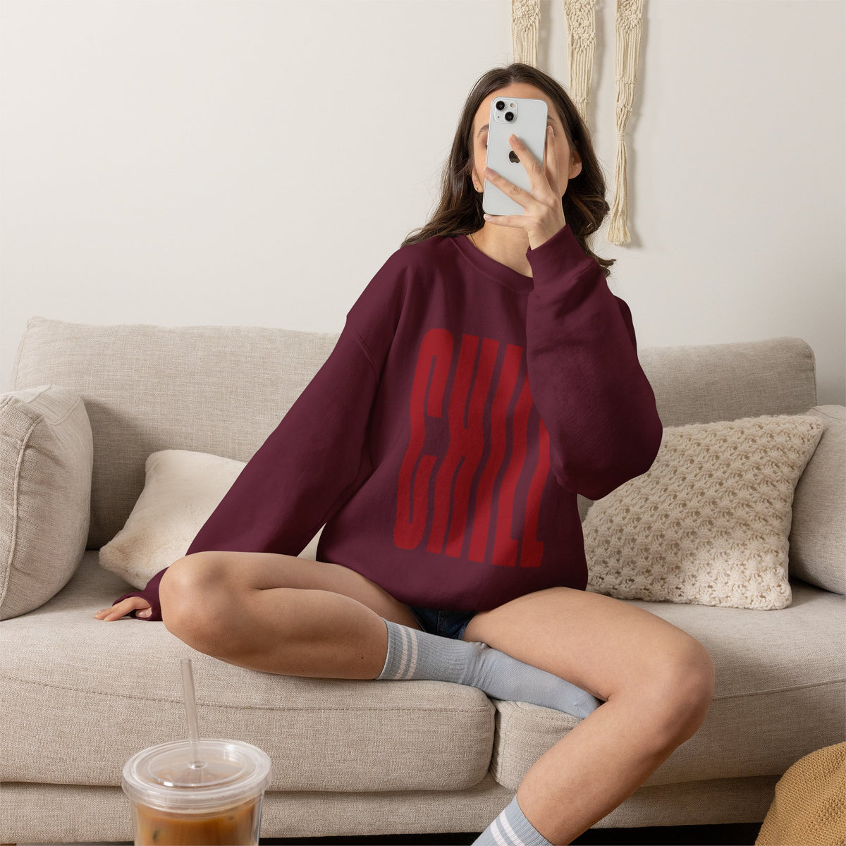Chill Distorted Text Crewneck Sweatshirt