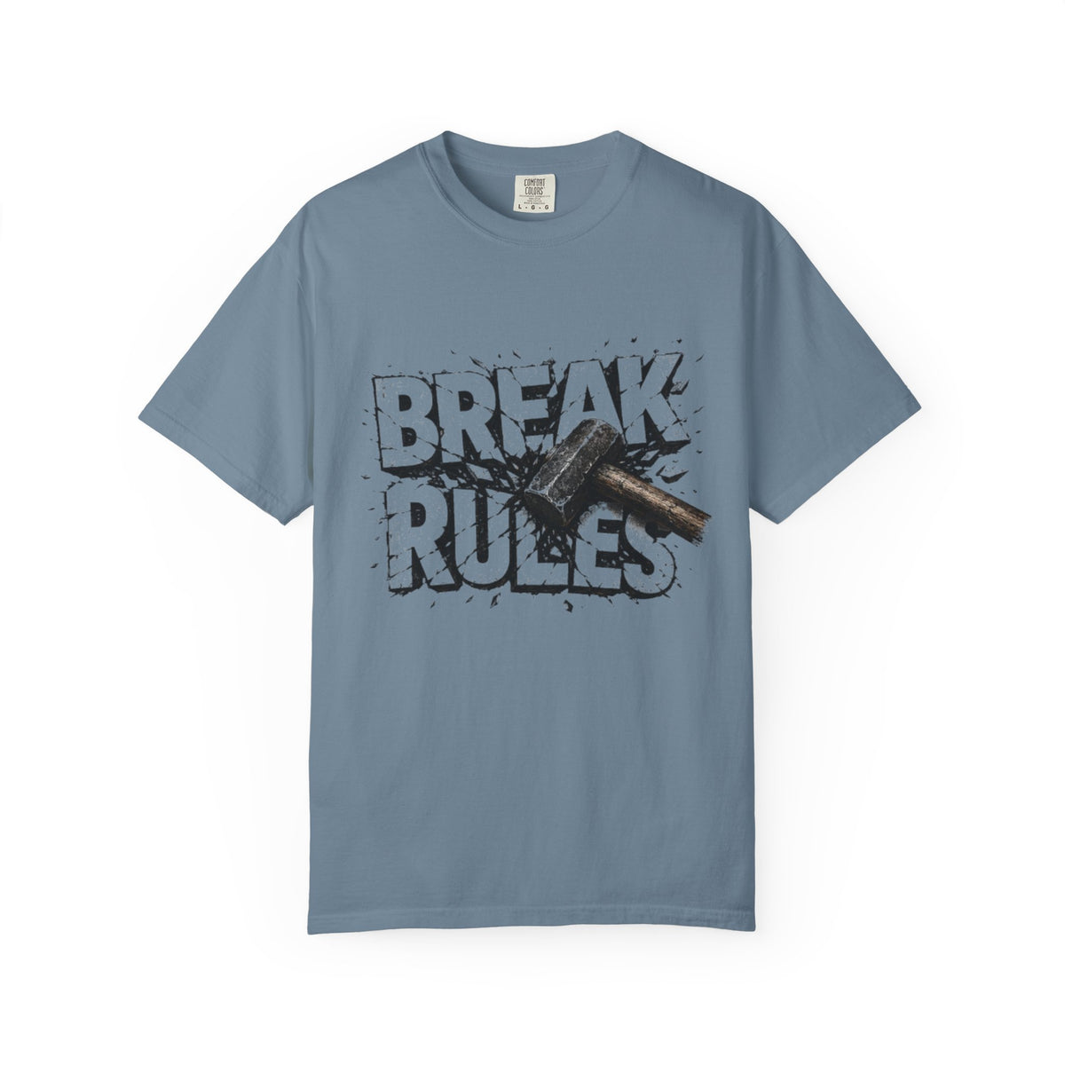 Break Rules T-Shirt — Graphic 'Break Rules' Design with Hammer