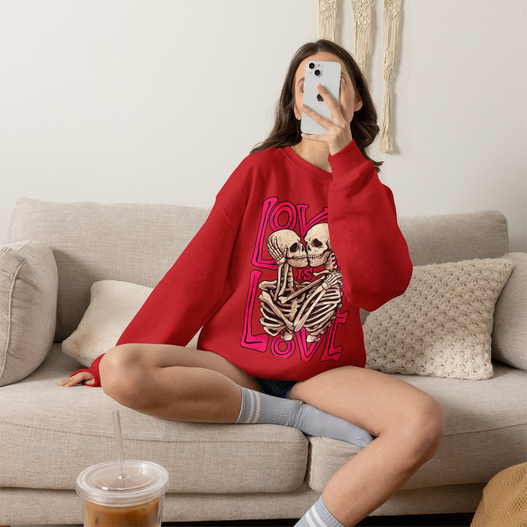 Skeleton Couple 'Love Is Love' Crewneck Sweatshirt