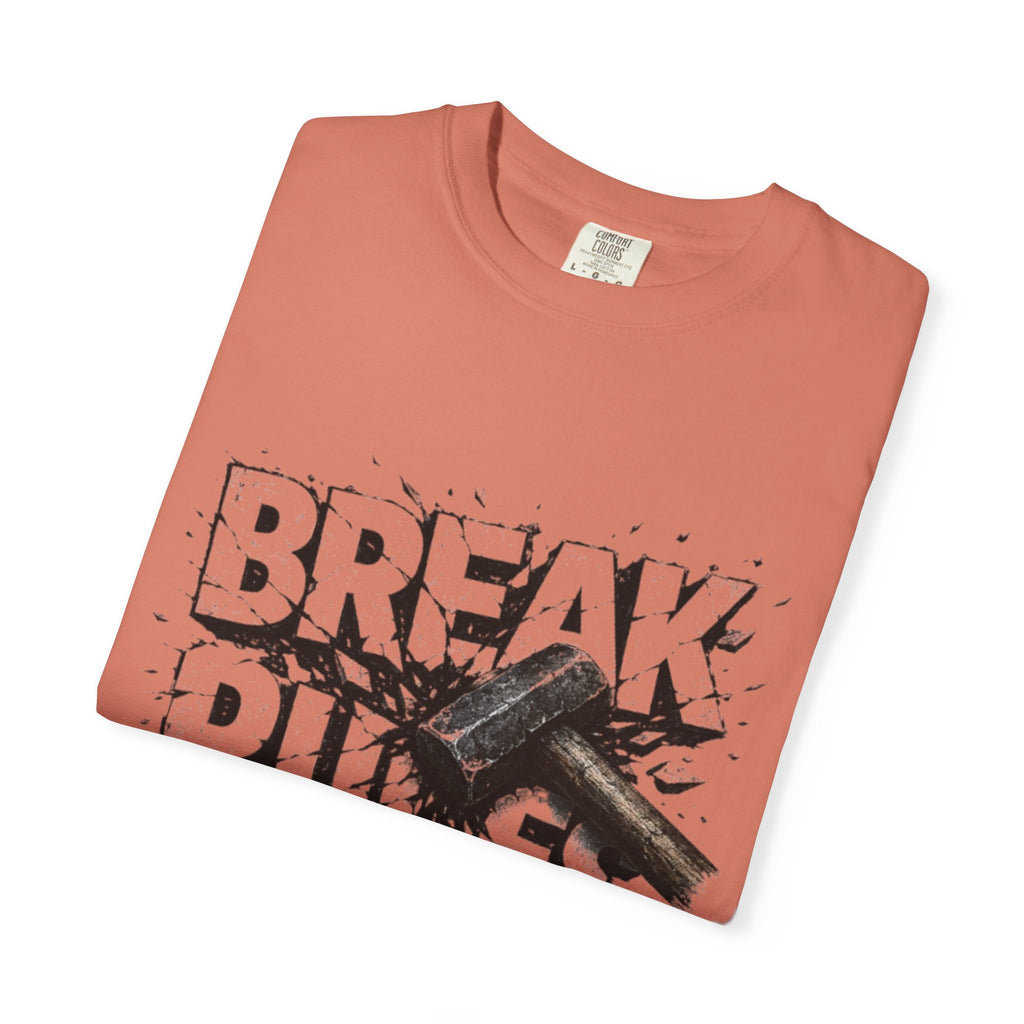 Break Rules T-Shirt — Graphic 'Break Rules' Design with Hammer