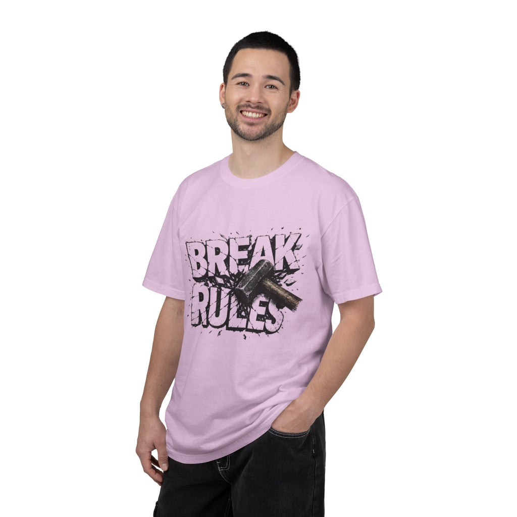 Break Rules T-Shirt — Graphic 'Break Rules' Design with Hammer