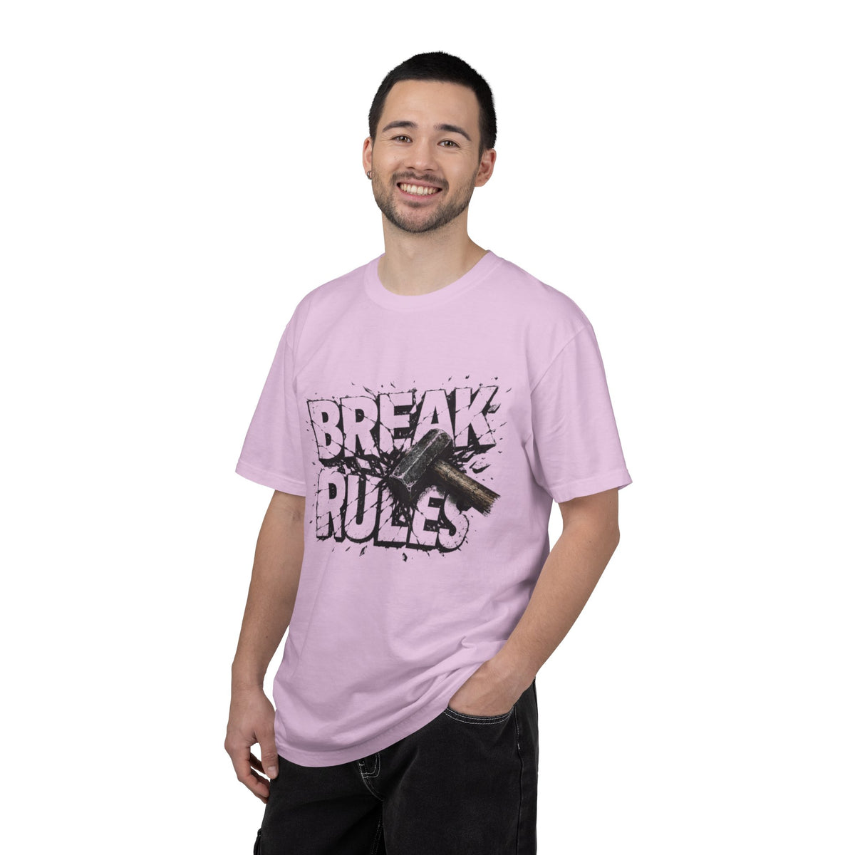 Break Rules T-Shirt — Graphic 'Break Rules' Design with Hammer