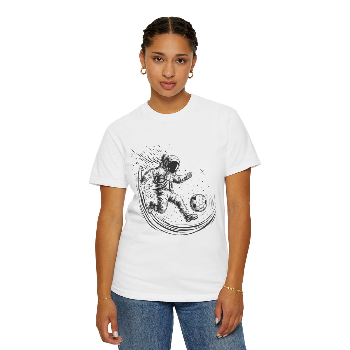 Astronaut Soccer T-Shirt — Space Football Graphic Tee