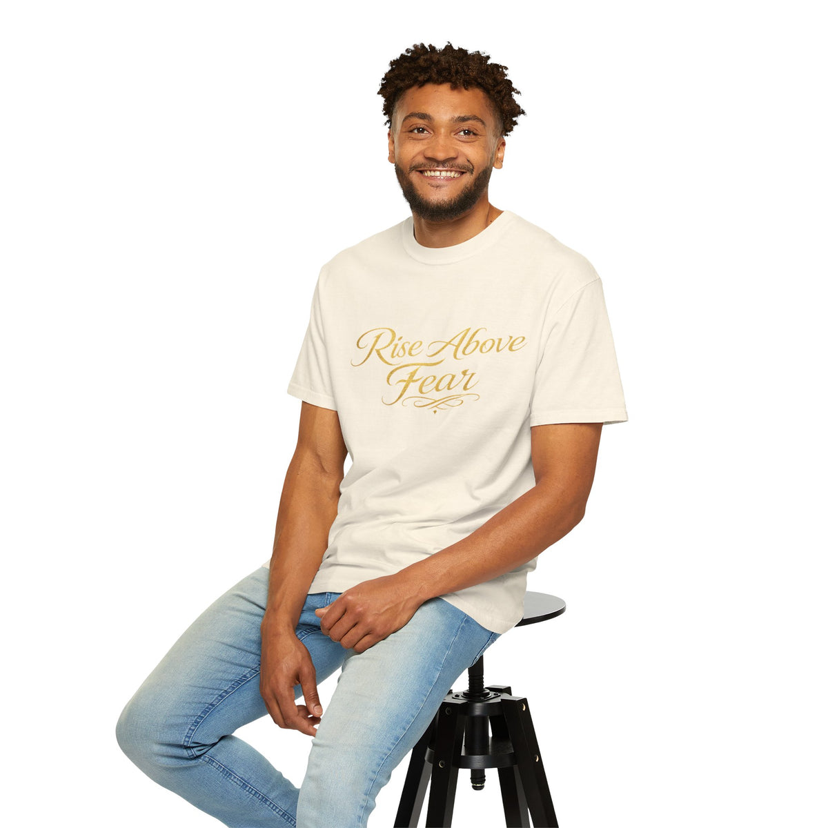 Rise Above Fear T-Shirt — Inspirational Script Graphic Tee