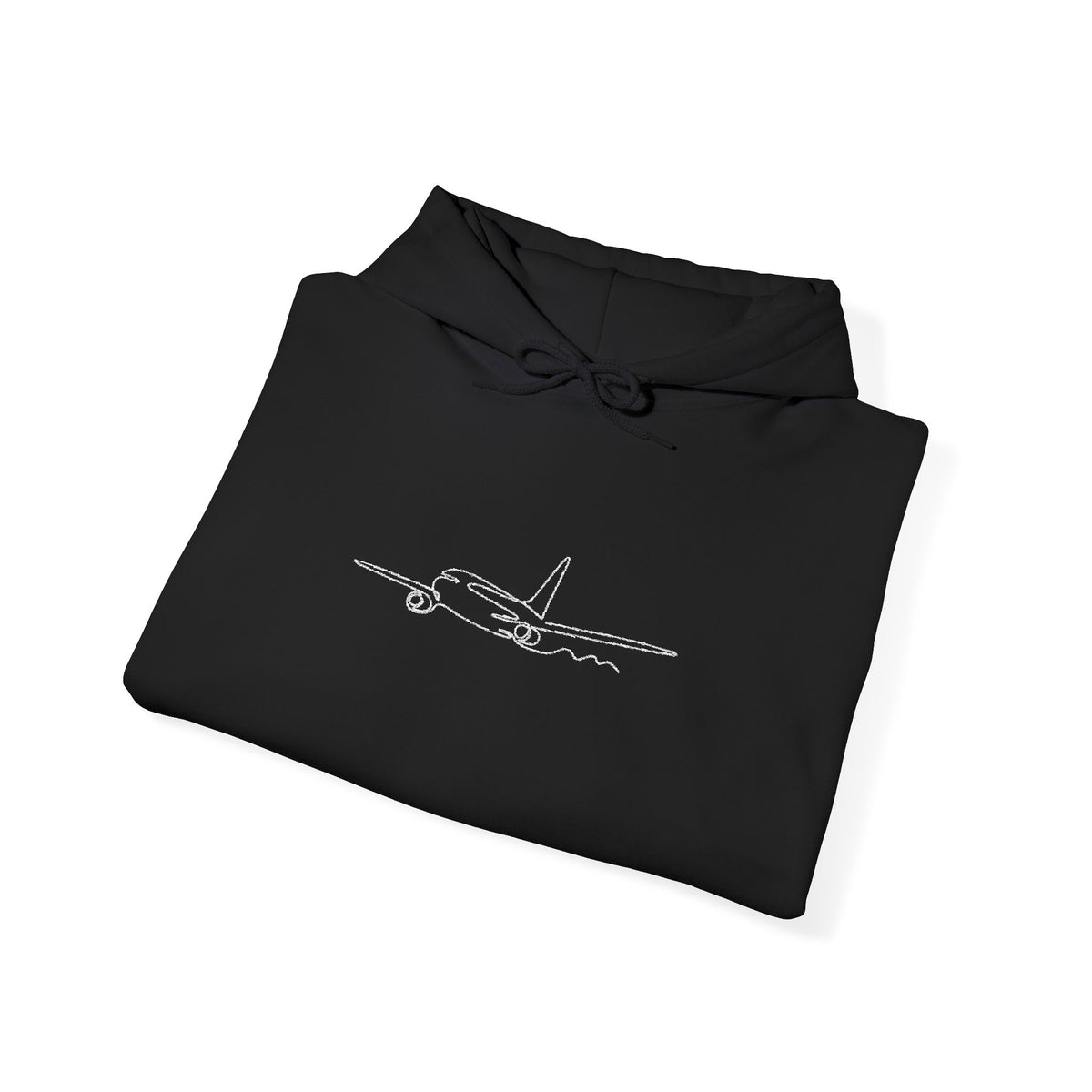 Airplane Silhouette Embroidered Hoodie — Minimal Flight Crew & Aviation Gift