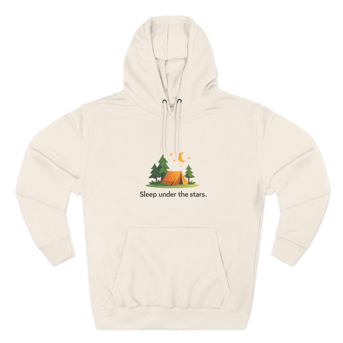 Camping Hoodie — "Sleep Under the Stars" Tent & Moon Graphic