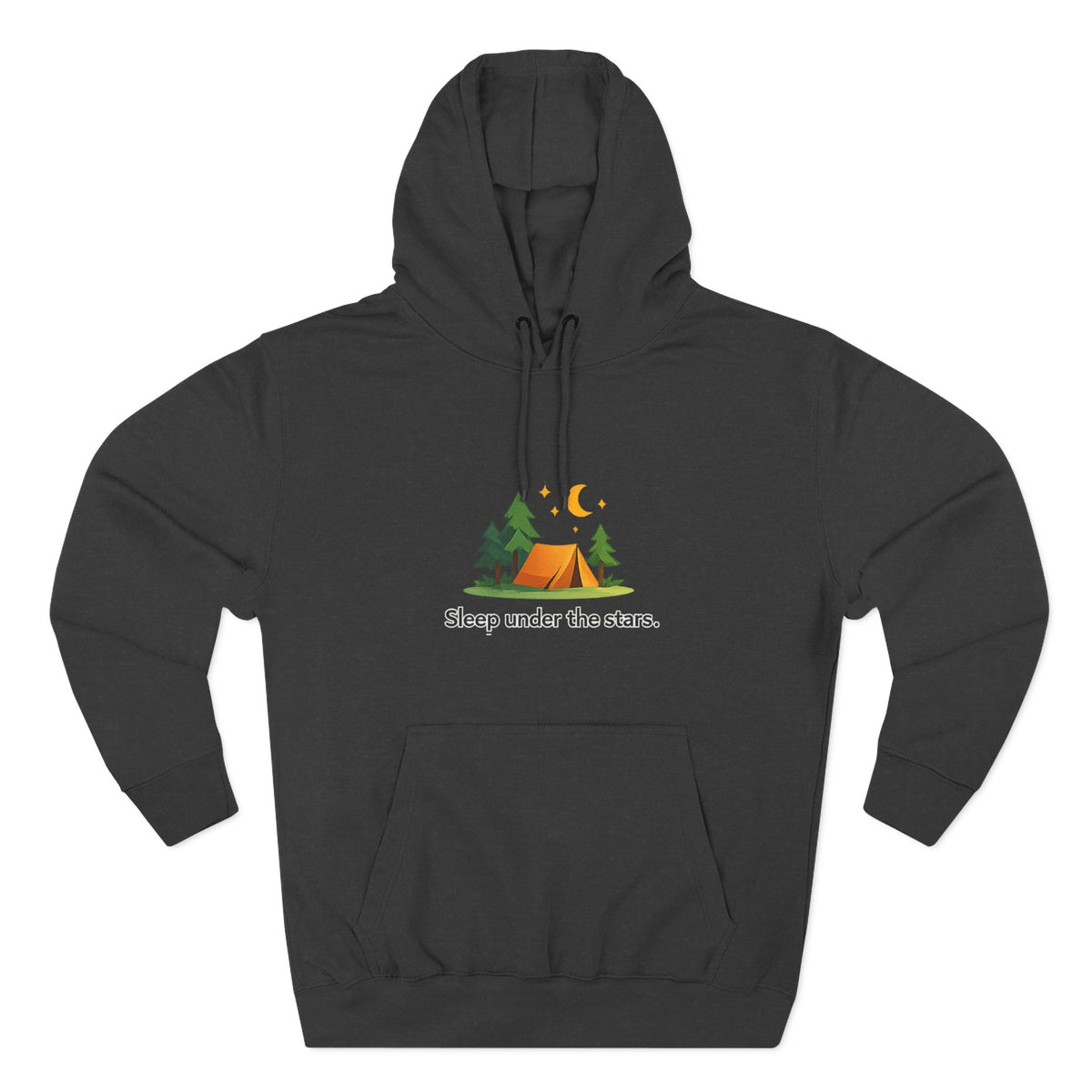 Camping Hoodie — "Sleep Under the Stars" Tent & Moon Graphic