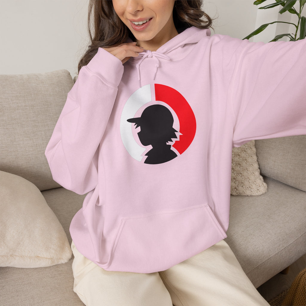 Detective Silhouette Hoodie – Minimal Red Moon Mystery Graphic