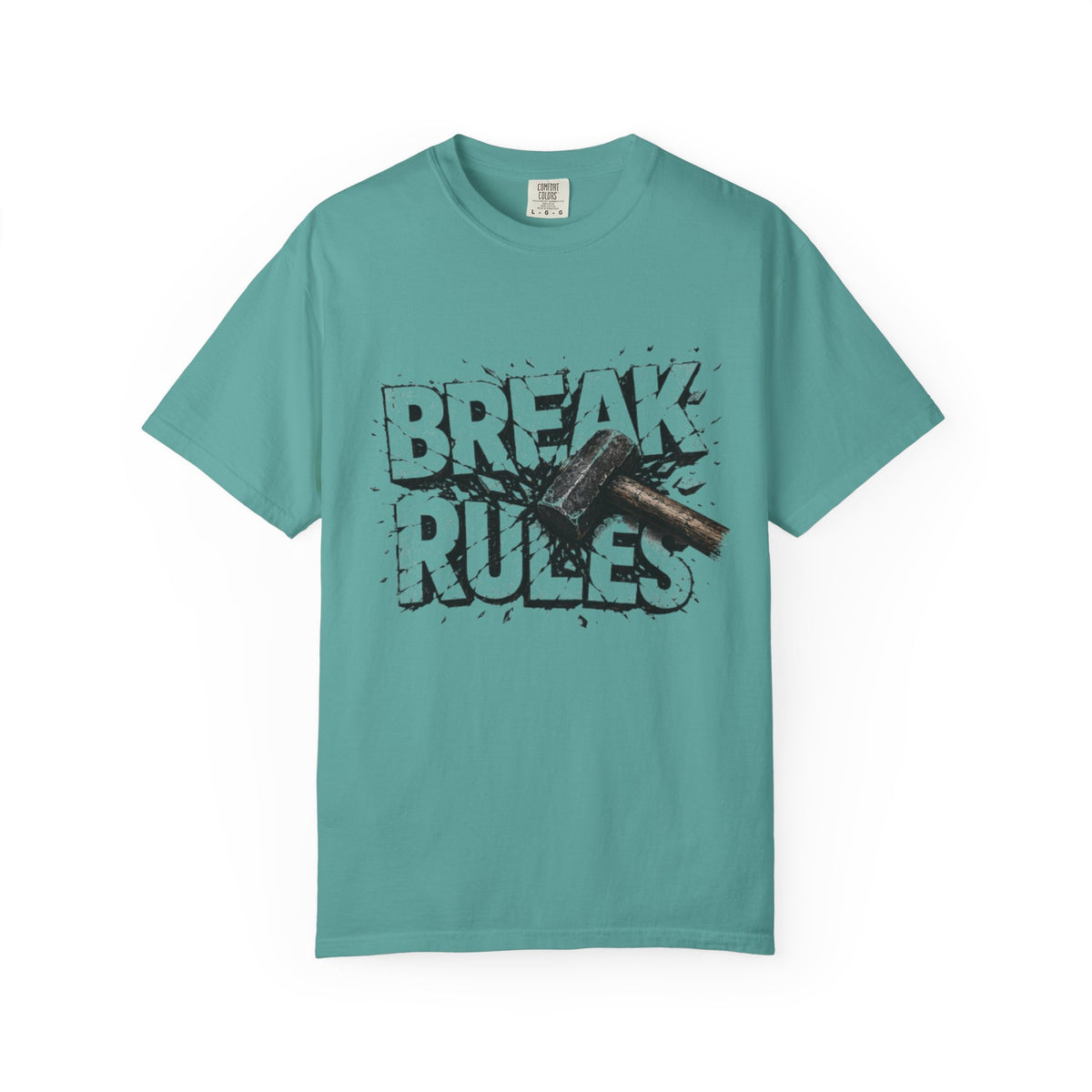 Break Rules T-Shirt — Graphic 'Break Rules' Design with Hammer