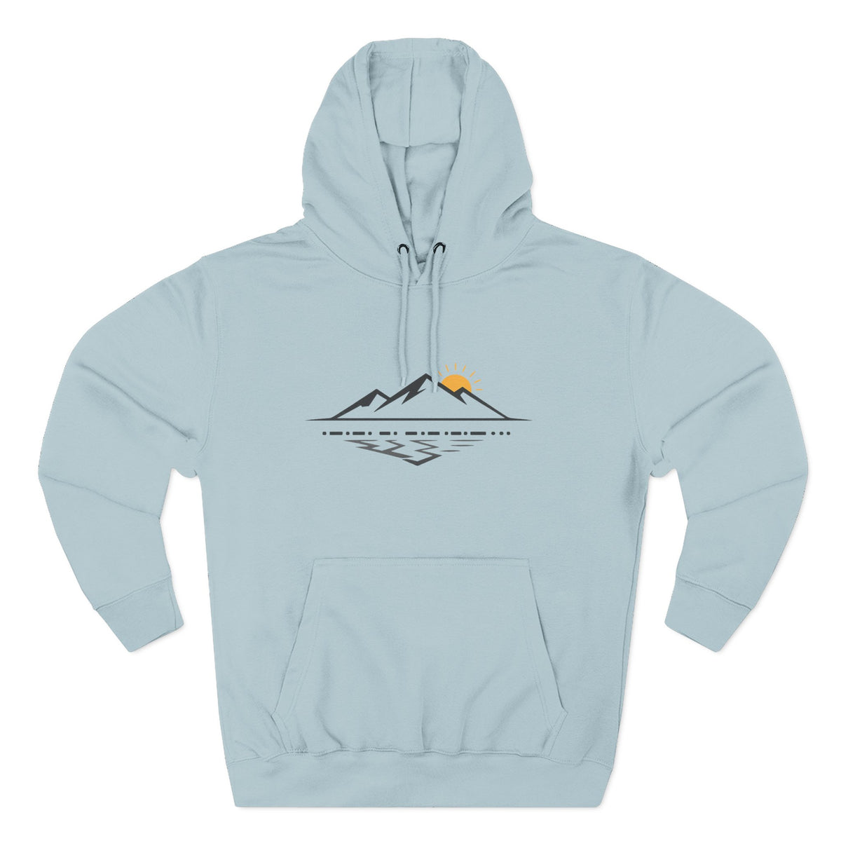 Mountain Sunrise Hoodie — Minimal Outdoor Graphic Pullover