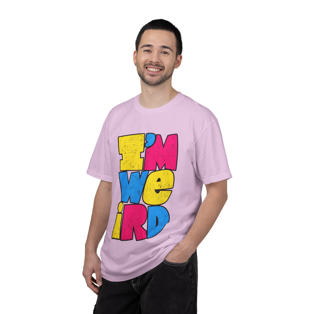 "I'M WEIRD" Colorblock Graphic T-Shirt — Retro Pop Statement Tee