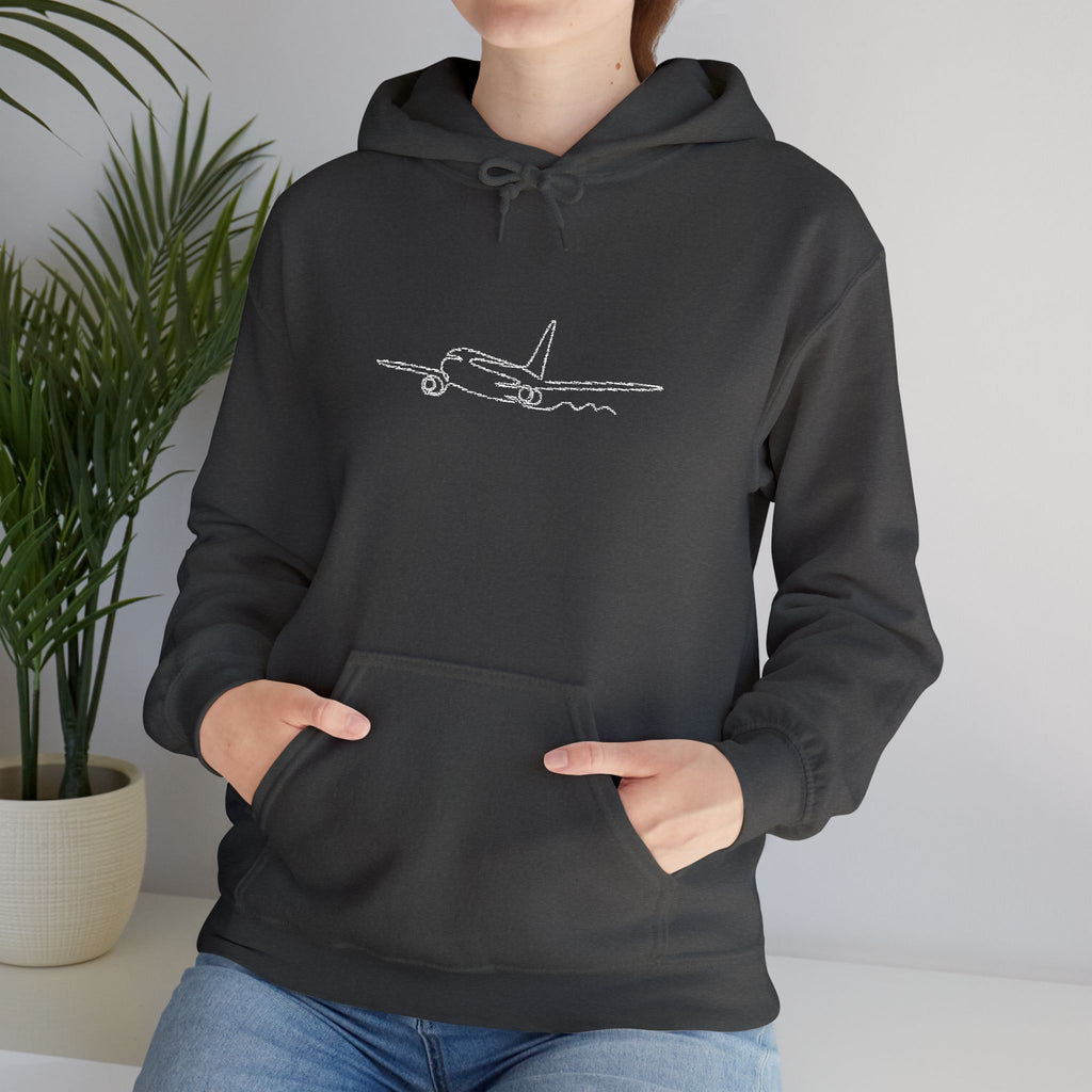 Airplane Silhouette Embroidered Hoodie — Minimal Flight Crew & Aviation Gift