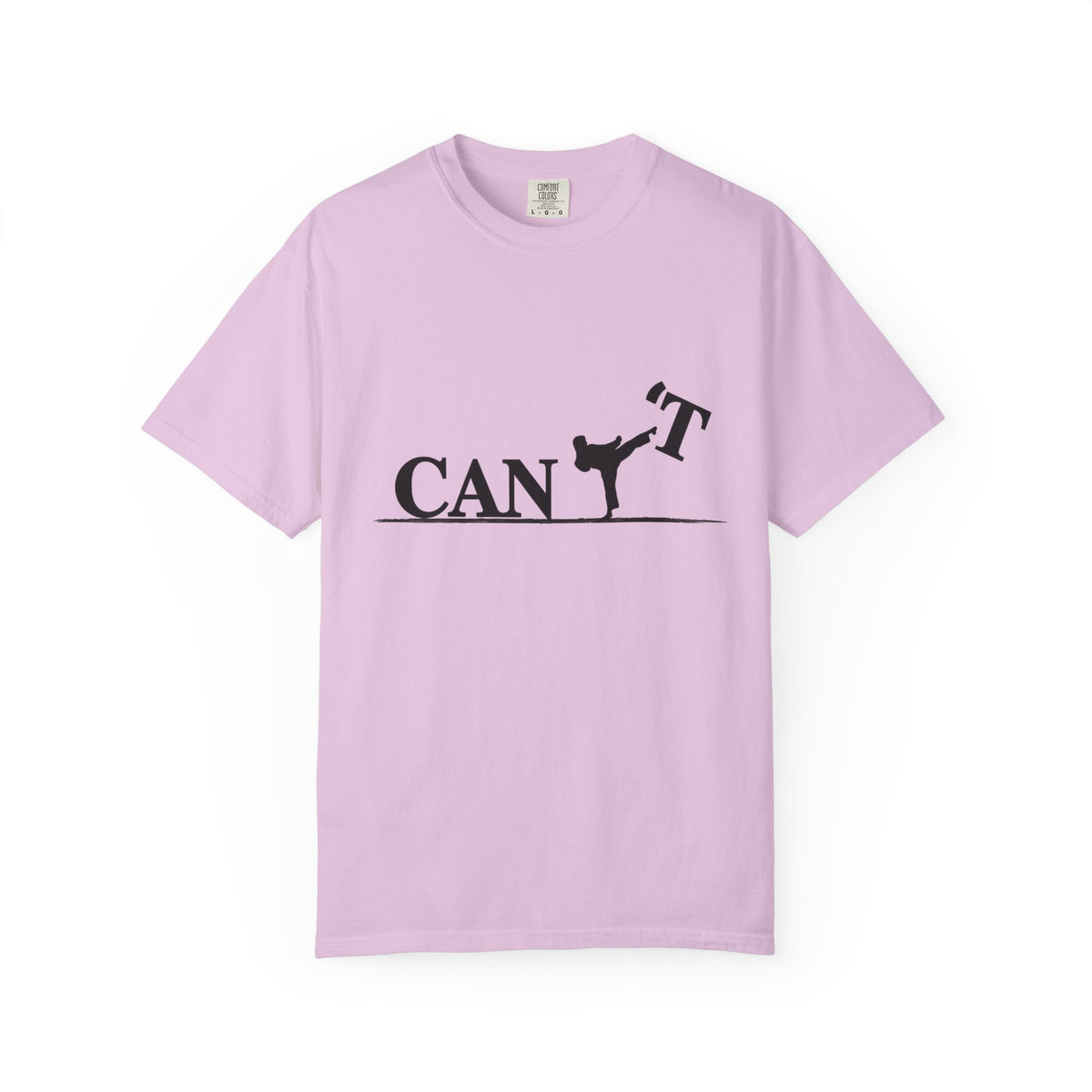 T-Shirt — 'CAN'T' Motivational Graphic Tee (Silhouette Kicking Apostrophe)