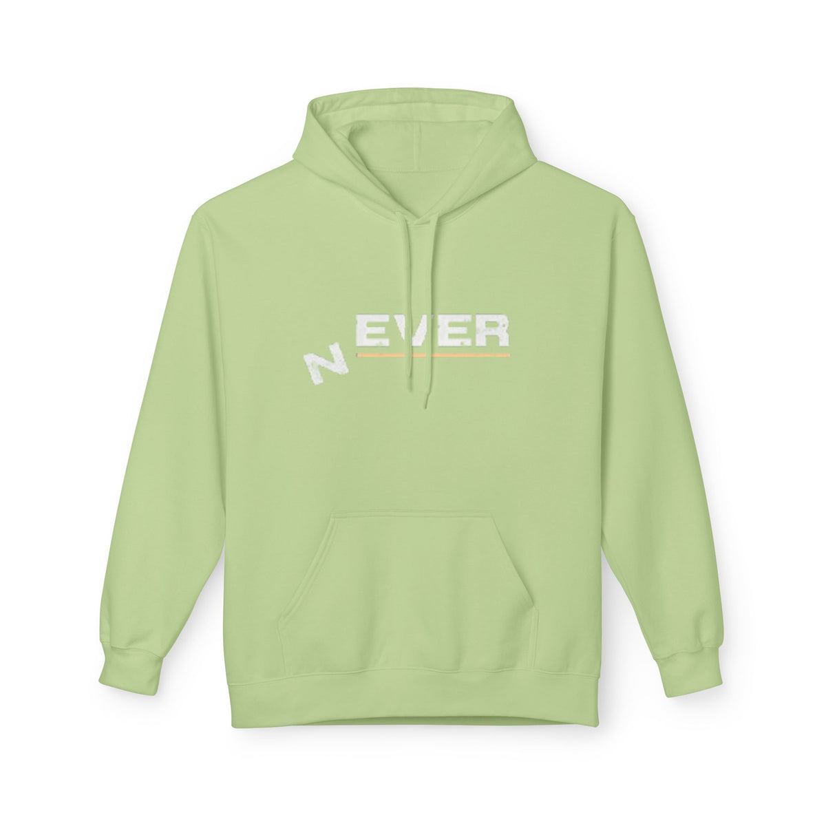 Never Typography Hoodie — Brown Casual Graphic Pullover