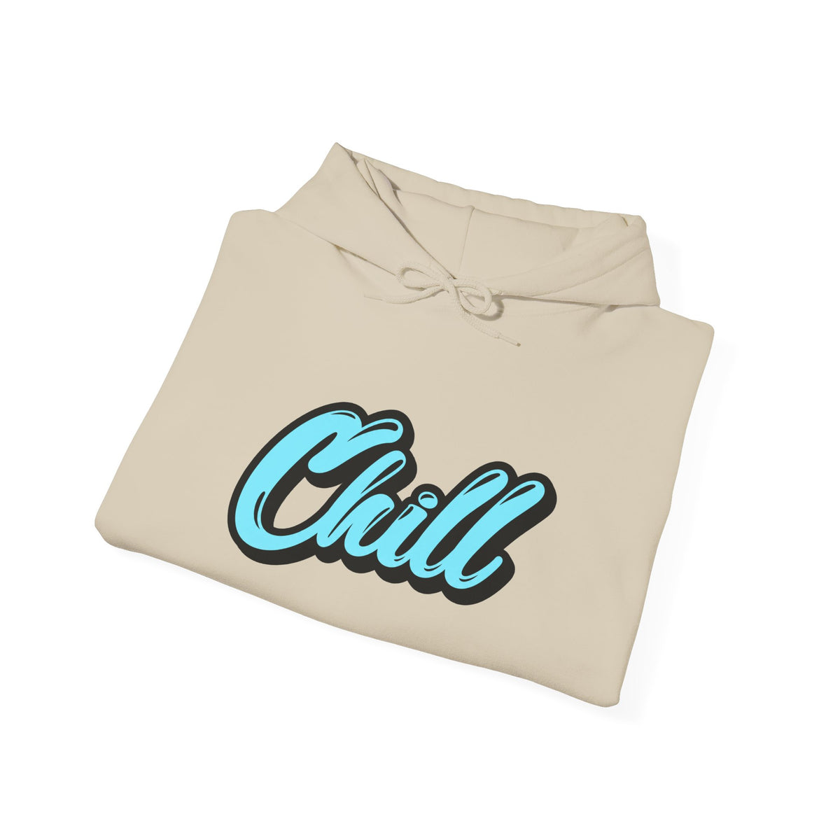 Chill Script Hoodie — Retro Blue Chill Graphic Pullover