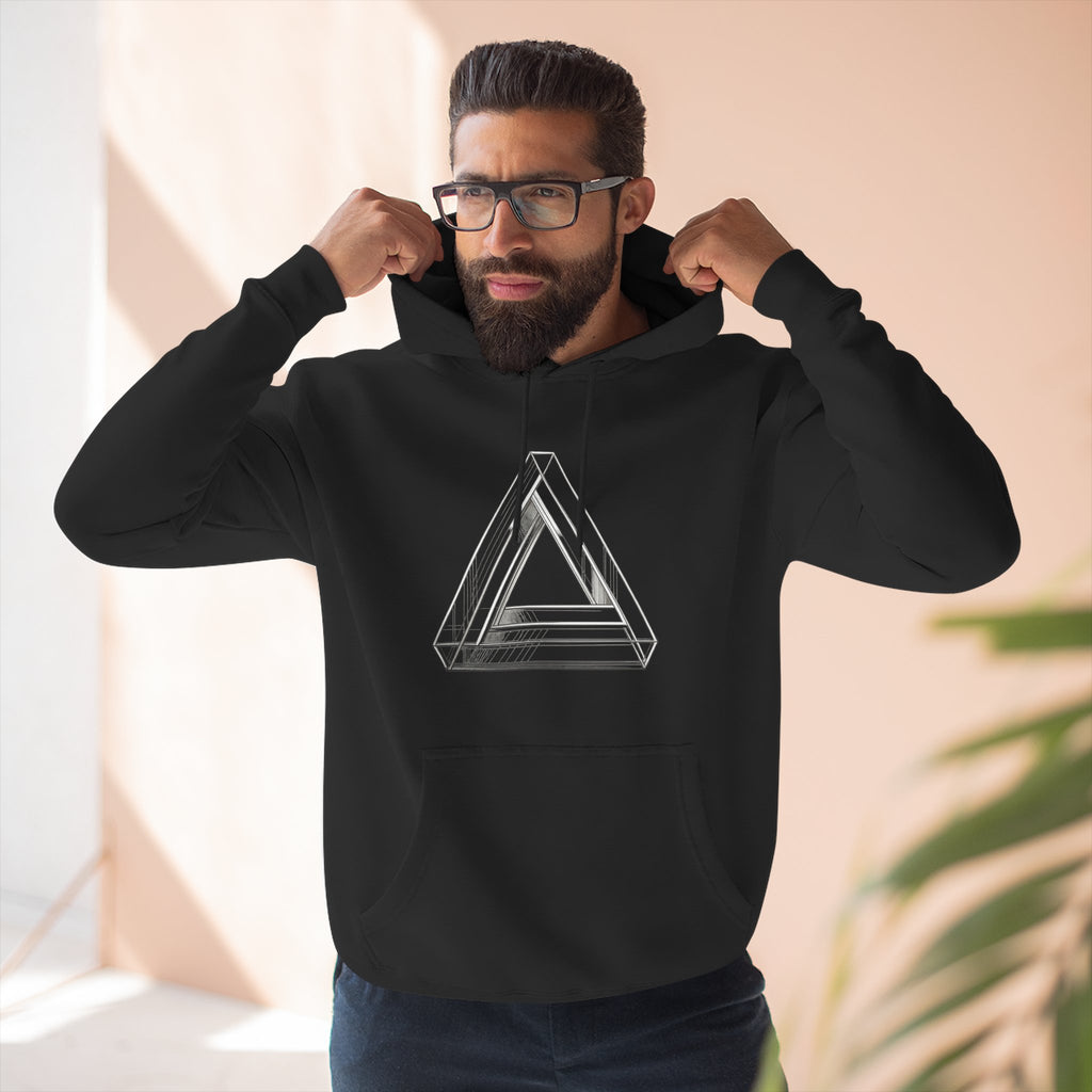 Minimal Geometric Triangle Hoodie — Three-Panel Illusion Design