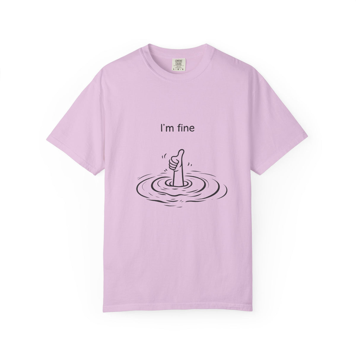 I’m Fine T-Shirt — Minimal Funny Tee with Thumbs-Up Drowning Illustration