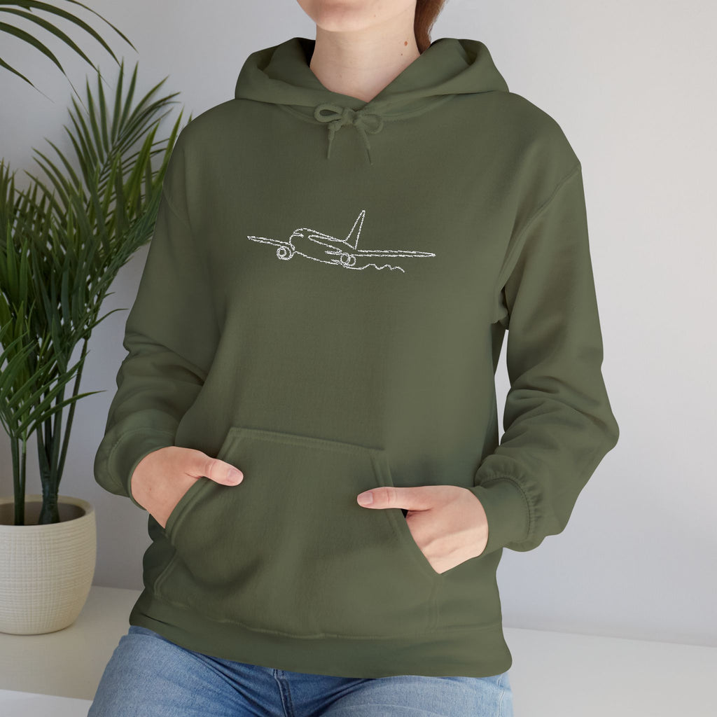 Airplane Silhouette Embroidered Hoodie — Minimal Flight Crew & Aviation Gift