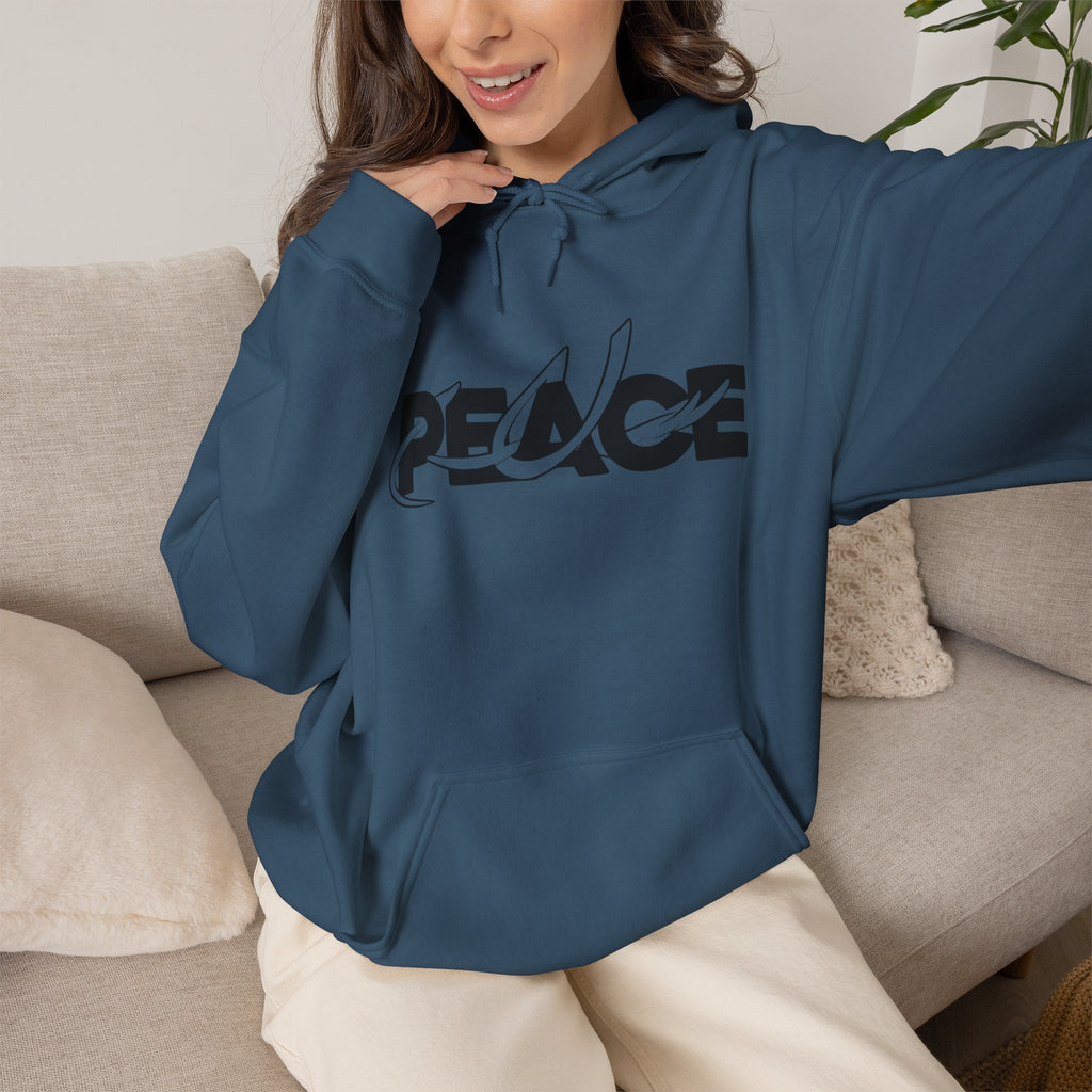 Peace Logo Hoodie — Minimal Black & White Peace Graphic Pullover