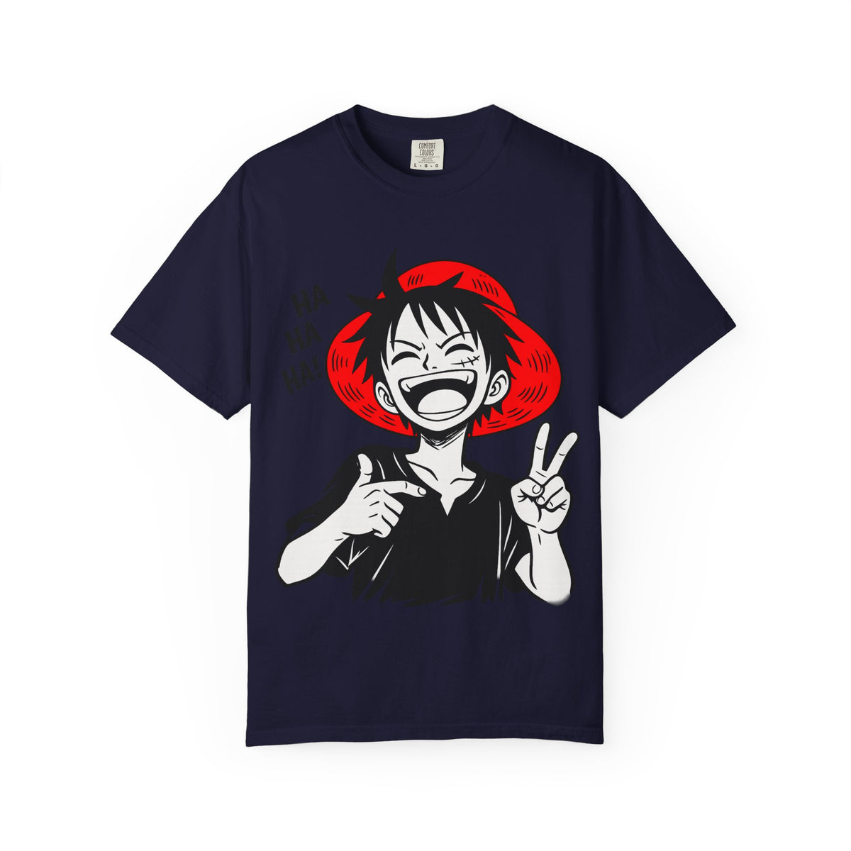 Anime Luffy Laughing Graphic T-shirt - Monkey D. Luffy Peace Sign Tee
