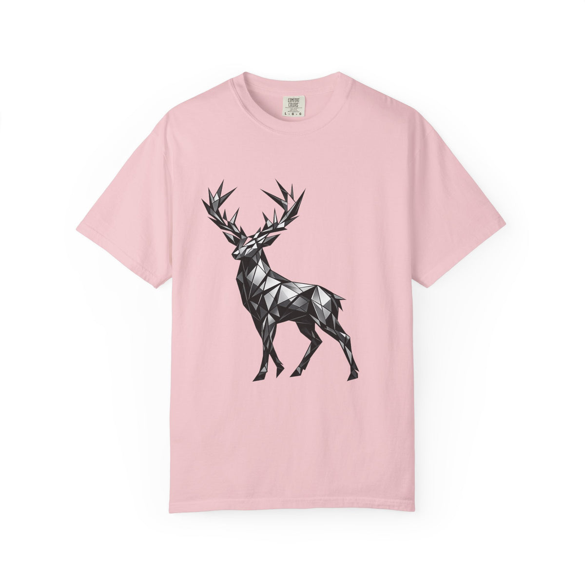 Geometric Stag T-Shirt — Black Polygon Deer Graphic Tee