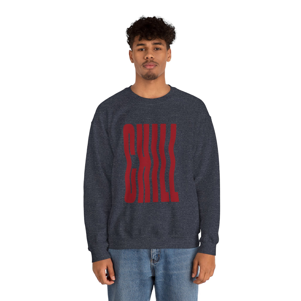 Chill Distorted Text Crewneck Sweatshirt