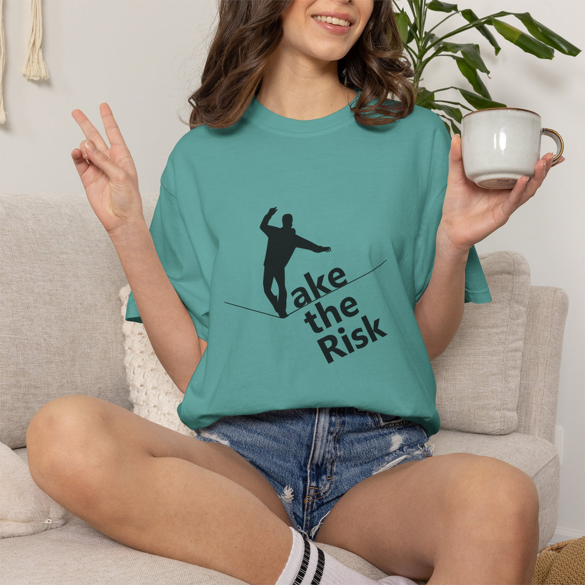 Take the Risk T-Shirt — Tightrope Silhouette Motivational Tee