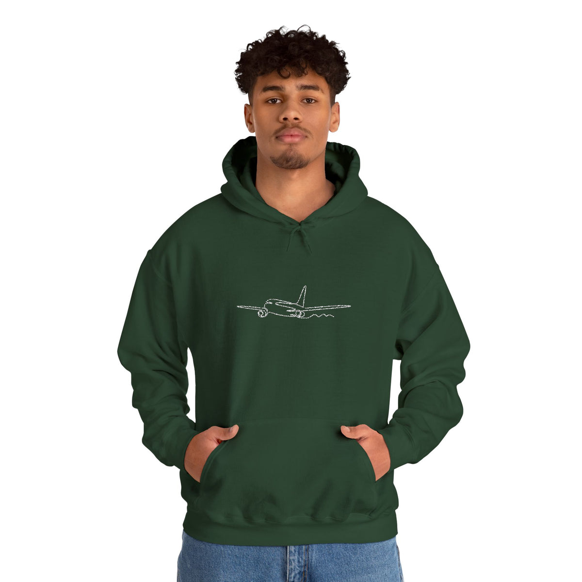 Airplane Silhouette Embroidered Hoodie — Minimal Flight Crew & Aviation Gift