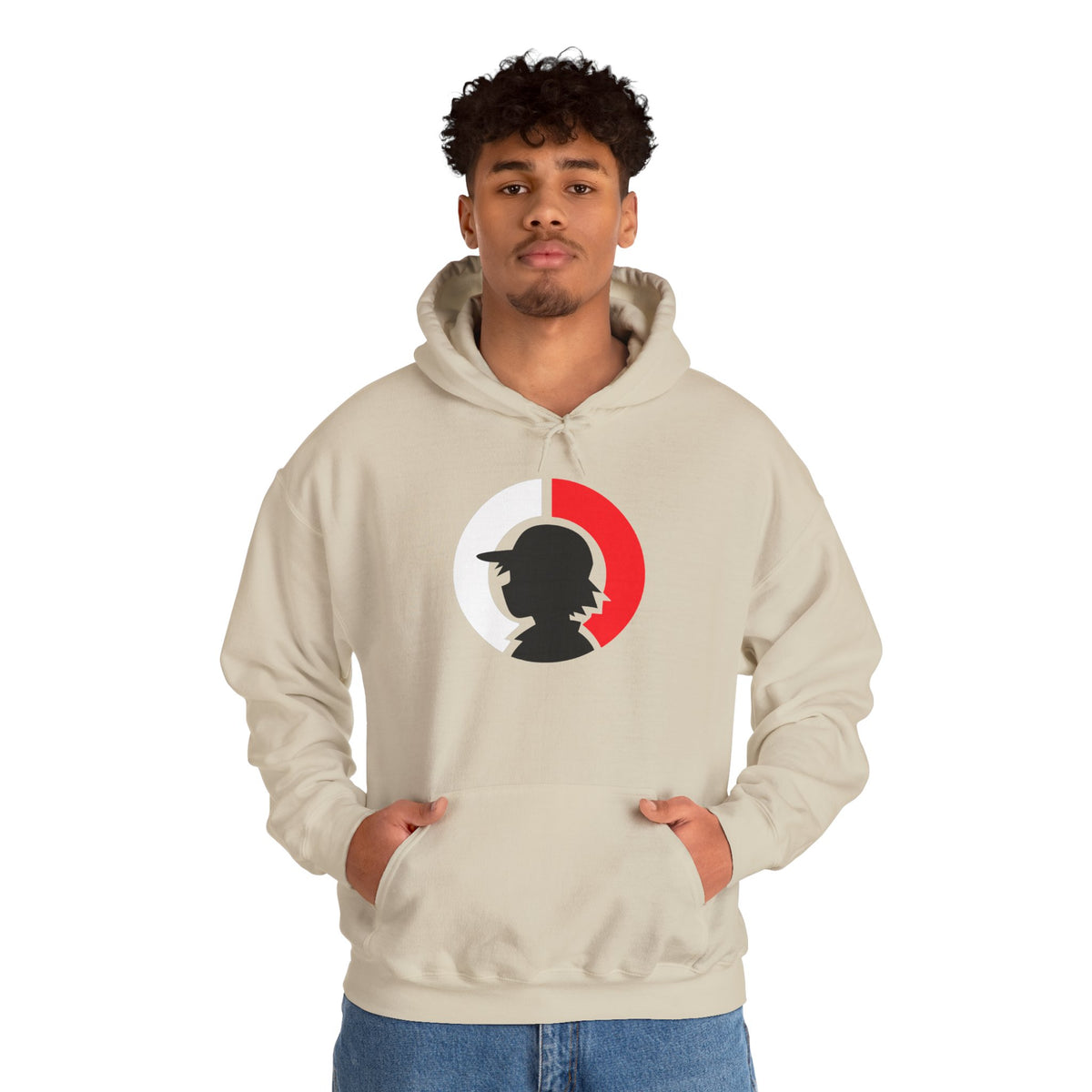 Detective Silhouette Hoodie – Minimal Red Moon Mystery Graphic